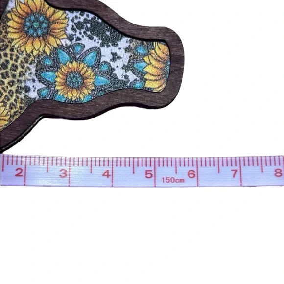 Fashion Jewelry Western boho Cow print  Earrings - Sunflower Blue and yellow - Picture 10 of 12